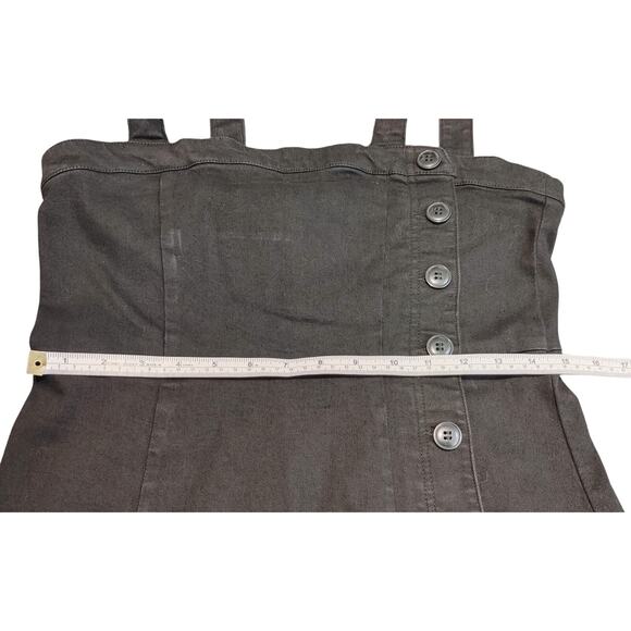 Ten Sixty Sherman Side Button Square Neck Denim Dress Sleeveless Black Womens L - Picture 9 of 10